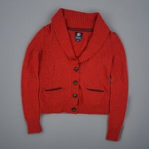 Vintage American Eagle Red Shawl Collar Cardigan Sweater M Y2K Grandma Core